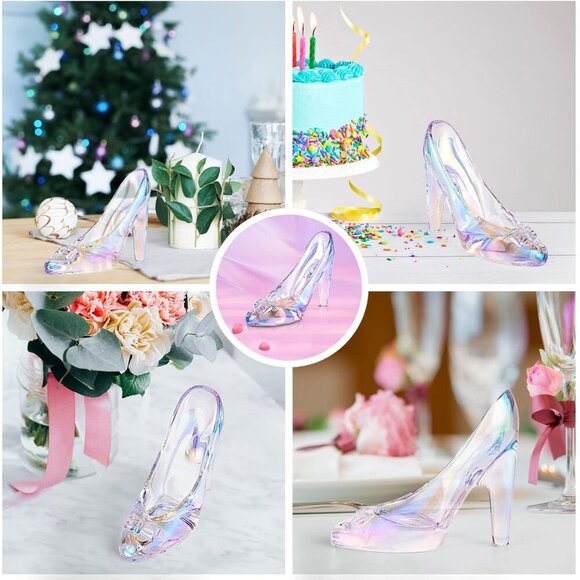 SHOWLOUE Glass Ornament Cinderella Glass Slipper Table Decor for Wedding Party - Picture 6 of 7